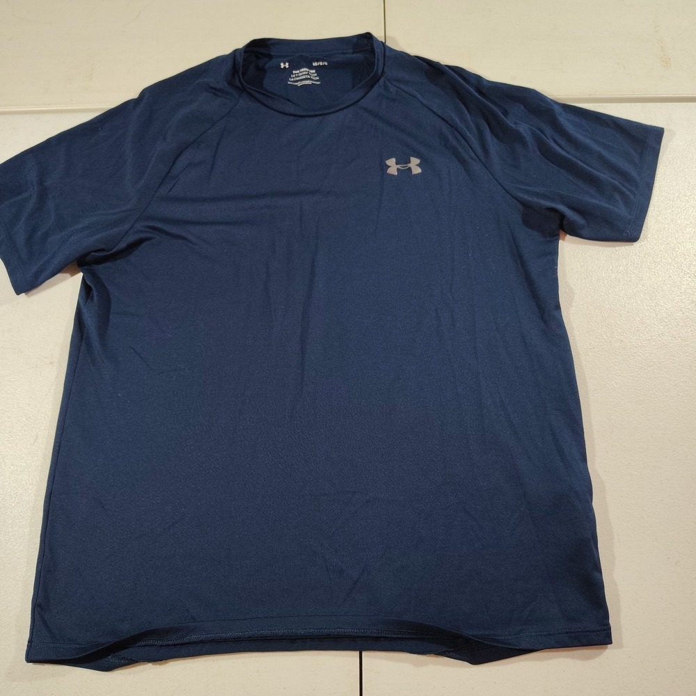 Under‎ Armour Tech Tee Ladies L Navy Knit Stretch Gym Workout Lightweight